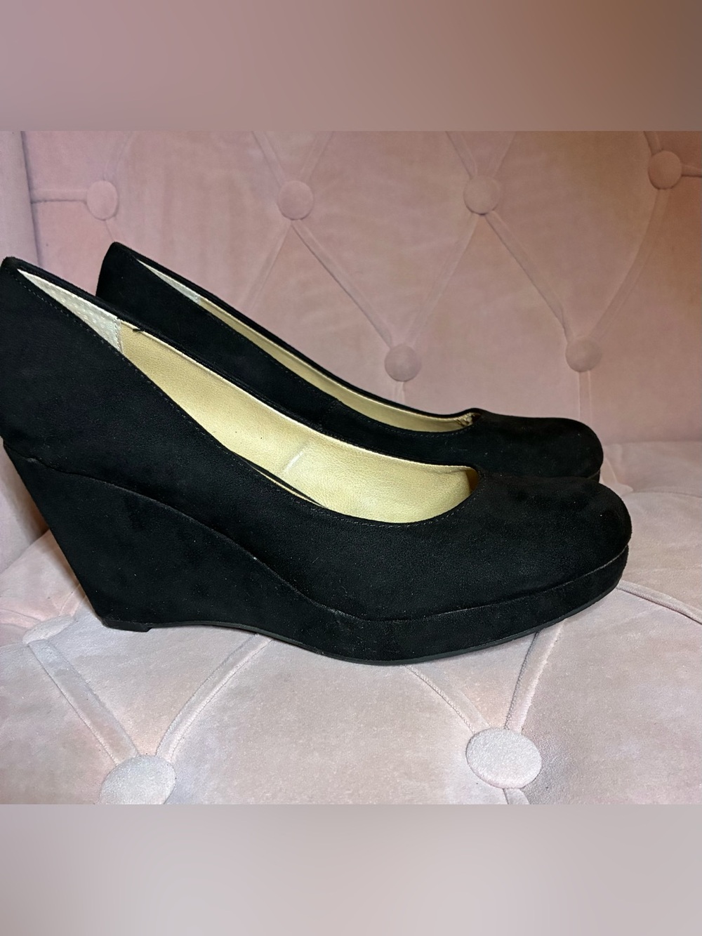 American Rag Black Suede Wedge Heels